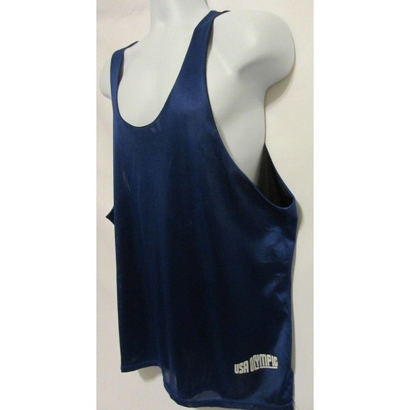 Vintage USA Olympic Vented Track and Field Muscle Tank Reversible Black Blue XL - Picture 4 of 12